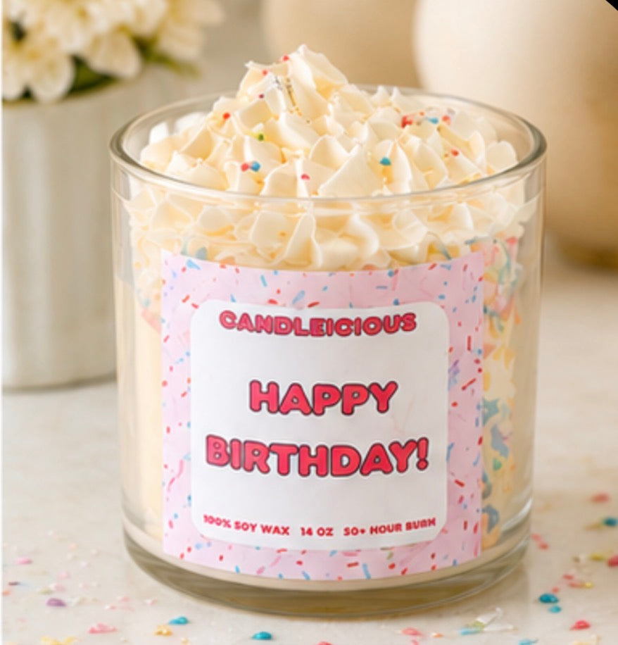Birthday Cake Scented Soy Candle by Candleicious