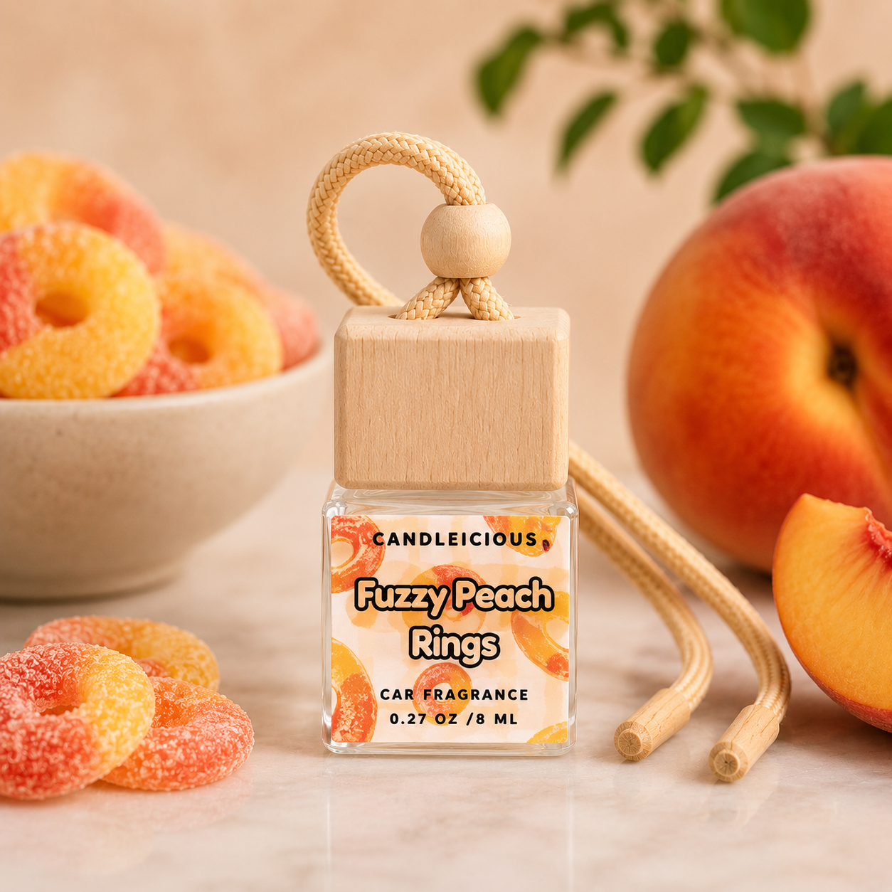 Fuzzy Peach Rings Car Diffuser