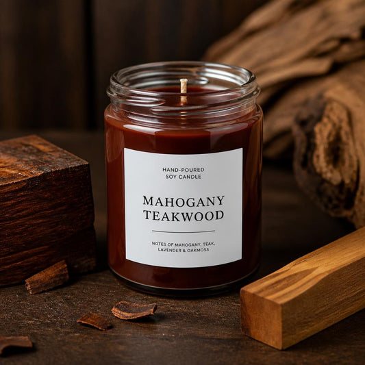 Mahogany Teakwood Wickless Candle No Flame